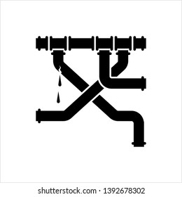Broken Pipe Icon, Leakage In Pipe Vector Art Illustration