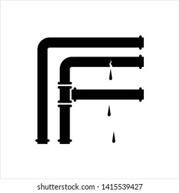 Gebrochene Pipe-Icon, Leakage in Pipe Vektorillustration Kunstillustration