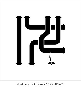 Broken Pipe Icon, Leakage In Pipe Vector Art Illustration