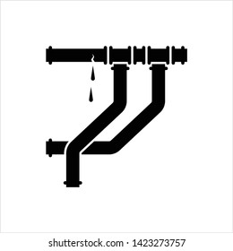 Broken Pipe Icon, Leakage In Pipe Vector Art Illustration