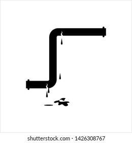 Broken Pipe Icon, Leakage In Pipe Vector Art Illustration