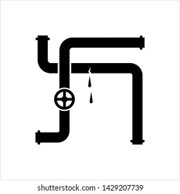 Broken Pipe Icon, Leakage In Pipe Vector Art Illustration