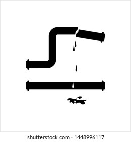 Broken Pipe Icon, Leakage In Pipe Vector Art Illustration