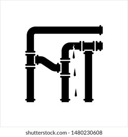 Broken Pipe Icon, Leakage In Pipe Vector Art Illustration