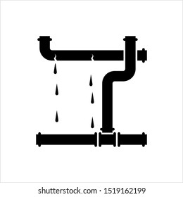 Broken Pipe Icon, Leakage In Pipe Vector Art Illustration