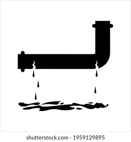 Broken Pipe Icon, Leakage In Pipe Vector Art Illustration