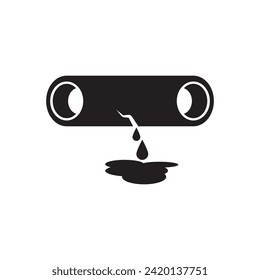 Broken Pipe Icon, Leakage In Pipe Vector Art Illustration