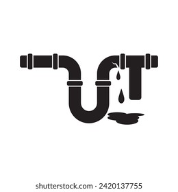 Beschneidtes Pipe-Symbol, Leckage in Pipe-Vektorgrafik
