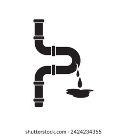 Broken Pipe Icon, Leakage In Pipe Vector Art Illustration