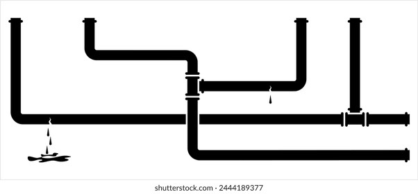 Broken Pipe Icon, Leakage In Pipe Vector Art Illustration