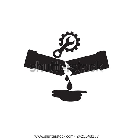 Broken Pipe Icon, Leakage In Pipe Vector Art Illustration