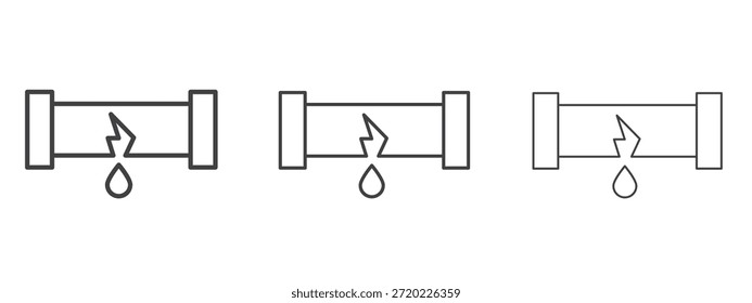 Gebrochenes Pipe-Symbol im Linienart-Doodle-Stil. Bearbeitbares Konturumrisszeichen, eps 10