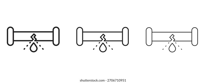 Gebrochenes Rohrsymbol mit Umrissart, Vektorgrafik-Designs