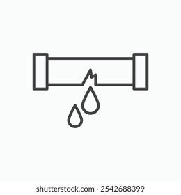 Broken pipe icon in thin black lines