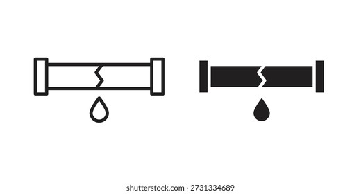 Iconos rotos de la pipa en el fondo blanco. Signo de Vector de línea, símbolo para Web y móvil