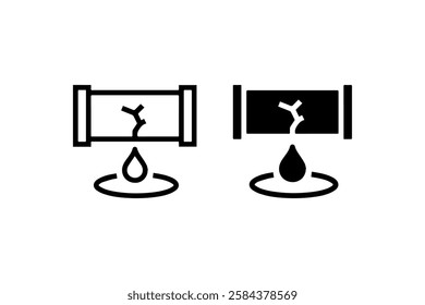 Broken pipe leaking water icon Vector