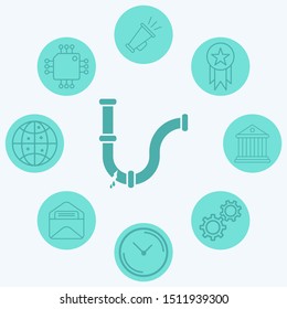 Broken pipe vector icon sign symbol