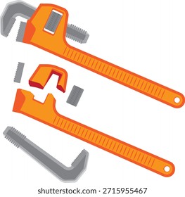 broken pipe wrench vector drawing.