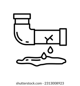 Broken Pipes icon in vector. Illustration