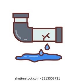 Broken Pipes icon in vector. Illustration