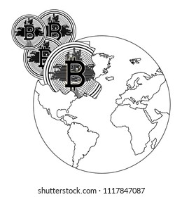 broken planet with bitcoin