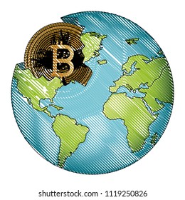 broken planet with bitcoin