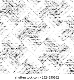 Broken plaster wall effect. Grunge worn damask pattern design. Distressed fabric texture. Overlay texture design. Vector illustration. Eps10.