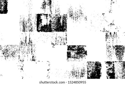 Broken plaster wall effect. Grunge worn damask pattern design. Distressed fabric texture. Overlay texture design. Vector illustration. Eps10.