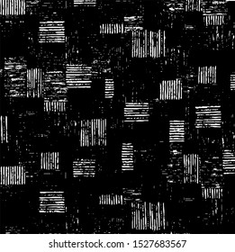 Broken plaster wall effect. Grunge worn damask pattern design. Distressed fabric texture. Overlay texture design. Vector illustration. Eps10.