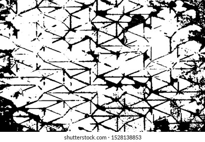 Broken plaster wall effect. Grunge worn damask pattern design. Distressed fabric texture. Overlay texture design. Vector illustration. Eps10.