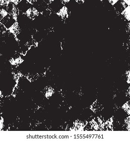 Broken plaster wall effect. Grunge worn damask pattern design. Distressed fabric texture. Overlay texture design. Vector illustration. Eps10.
