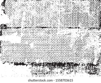 Broken plaster wall effect. Grunge worn damask pattern design. Distressed fabric texture. Overlay texture design. Vector illustration. Eps10.