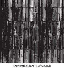 Broken plaster wall effect. Grunge worn damask pattern design. Distressed fabric texture. Overlay texture design. Vector illustration. Eps10.