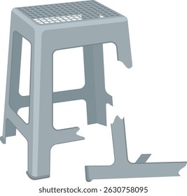 taburetes de plástico rotos, Vector de silla de taburete.