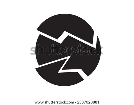 Broken Plate Icon, Ceramic Pieces silhouettes, Smashed Bowl sign, Stress symbol, Simple Shards, chip, particles