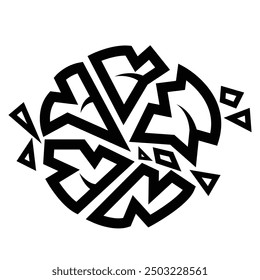 Broken plate icon illustration isolated on square white background. Simple flat outlined cartoon art styled drawing.