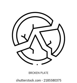 broken plate icon. Linear style sign isolated on white background. Vector illustration