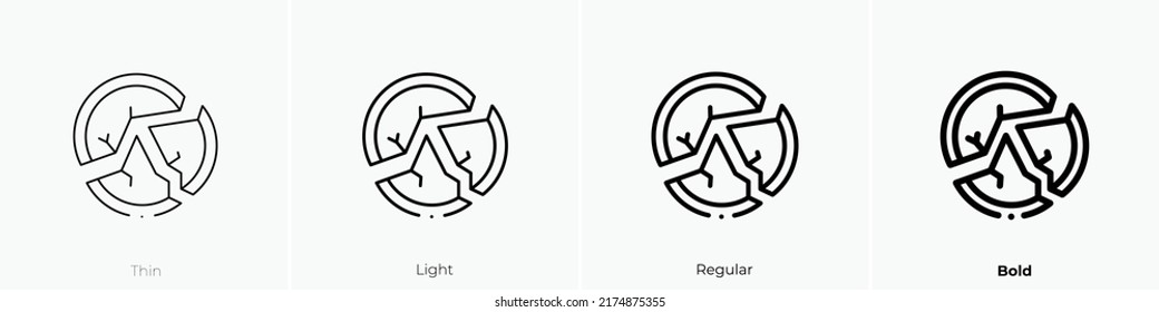 broken plate icon. Thin, Light Regular And Bold style design isolated on white background