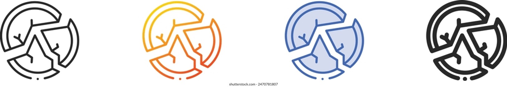 broken plate icon.Thin Linear, Gradient, Blue Stroke and bold Style Design Isolated On White Background