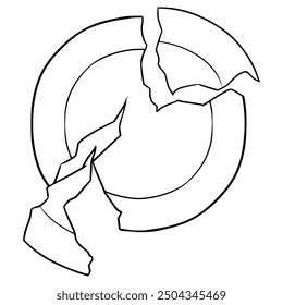 broken plate illustration hand drawn outline vector