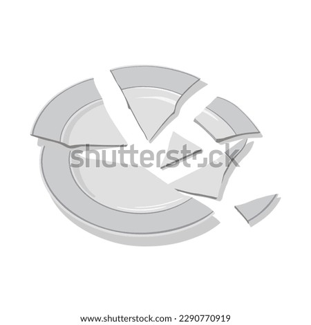Broken plate. Vector illustration isolated on white background.