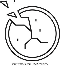 Broken Plate Vector Line Icon Design