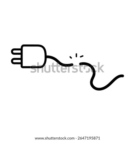 Broken plug line icon. Disconnected cable 