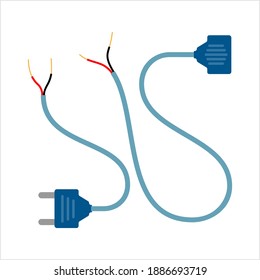 Broken Plug Male Female Connection Icon Vector Art Illustration