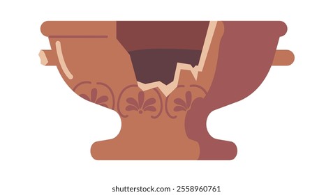 Broken pottery with fractures vector illustration