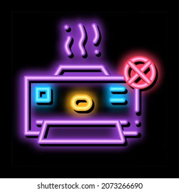 Broken Printer neon light sign vector. Glowing bright icon Broken Printer sign. transparent symbol illustration