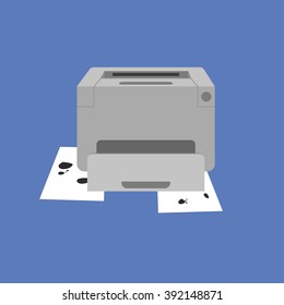 Broken Printer. Vector Image.