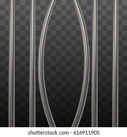 Broken prison bars on black transparent. Vector illustration. Way out to freedom concept
