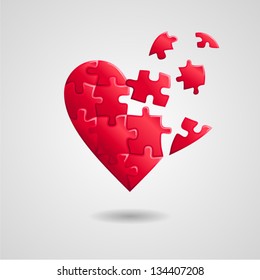 Broken puzzle heart