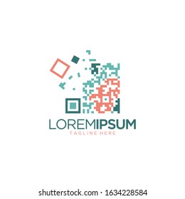 Broken QR Code Logo Vector Template